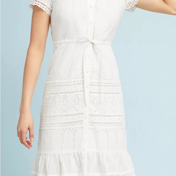 Anthropologie White Eyelet Midi Dress - Picture 1 of 6
